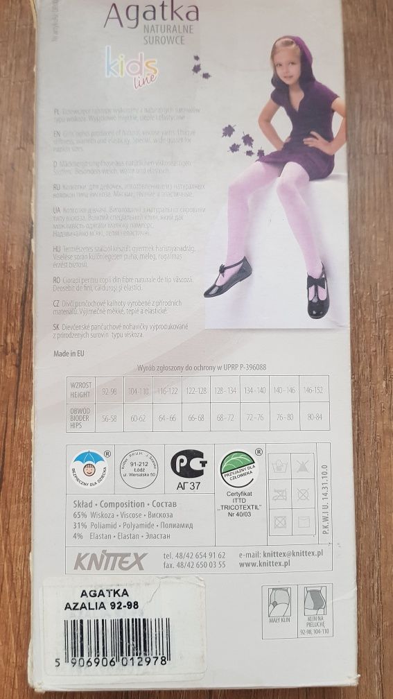 Agatka Knittex rajstopy 92 - 98 cm fioletowe