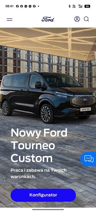 Ford Transit Custom 2024r. Custom L2 Tourneo long Salon Polska fv 23%