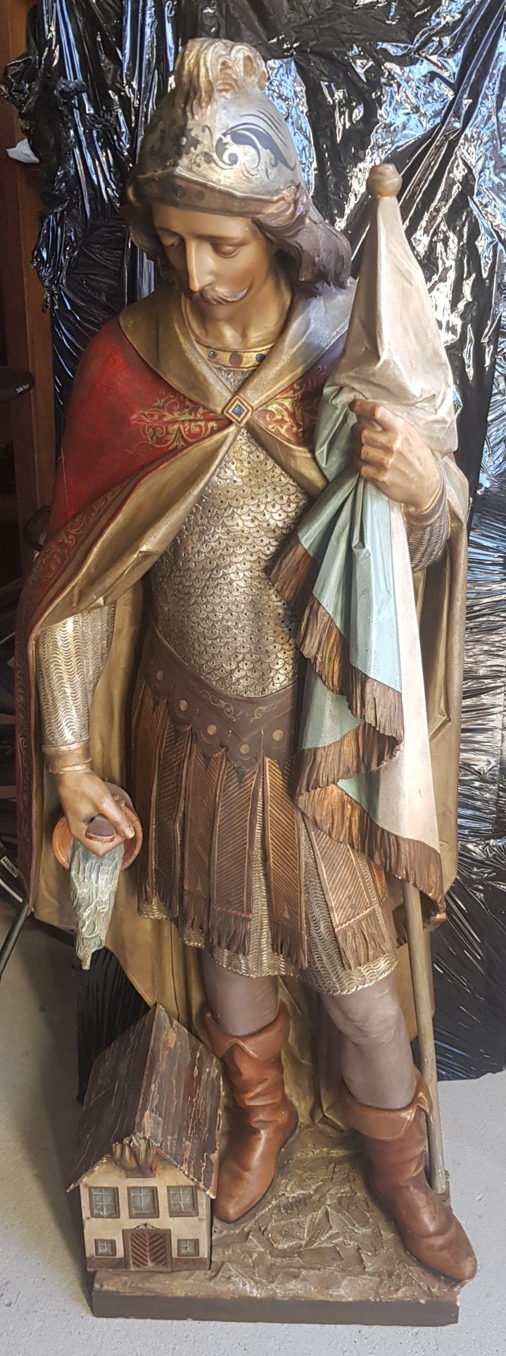 Rzeźba Swiety Florian polichromia drew XIX wiek