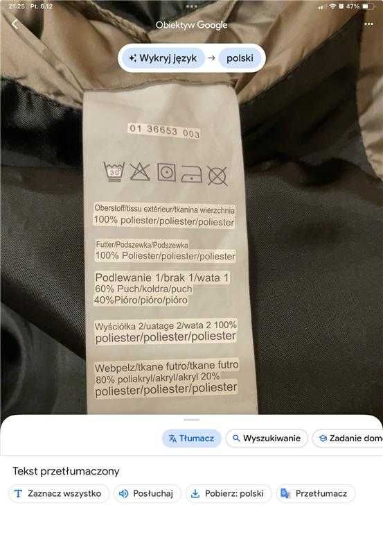 Kurtka z puchu i pierza, Bernd Berger, rozmiar 42