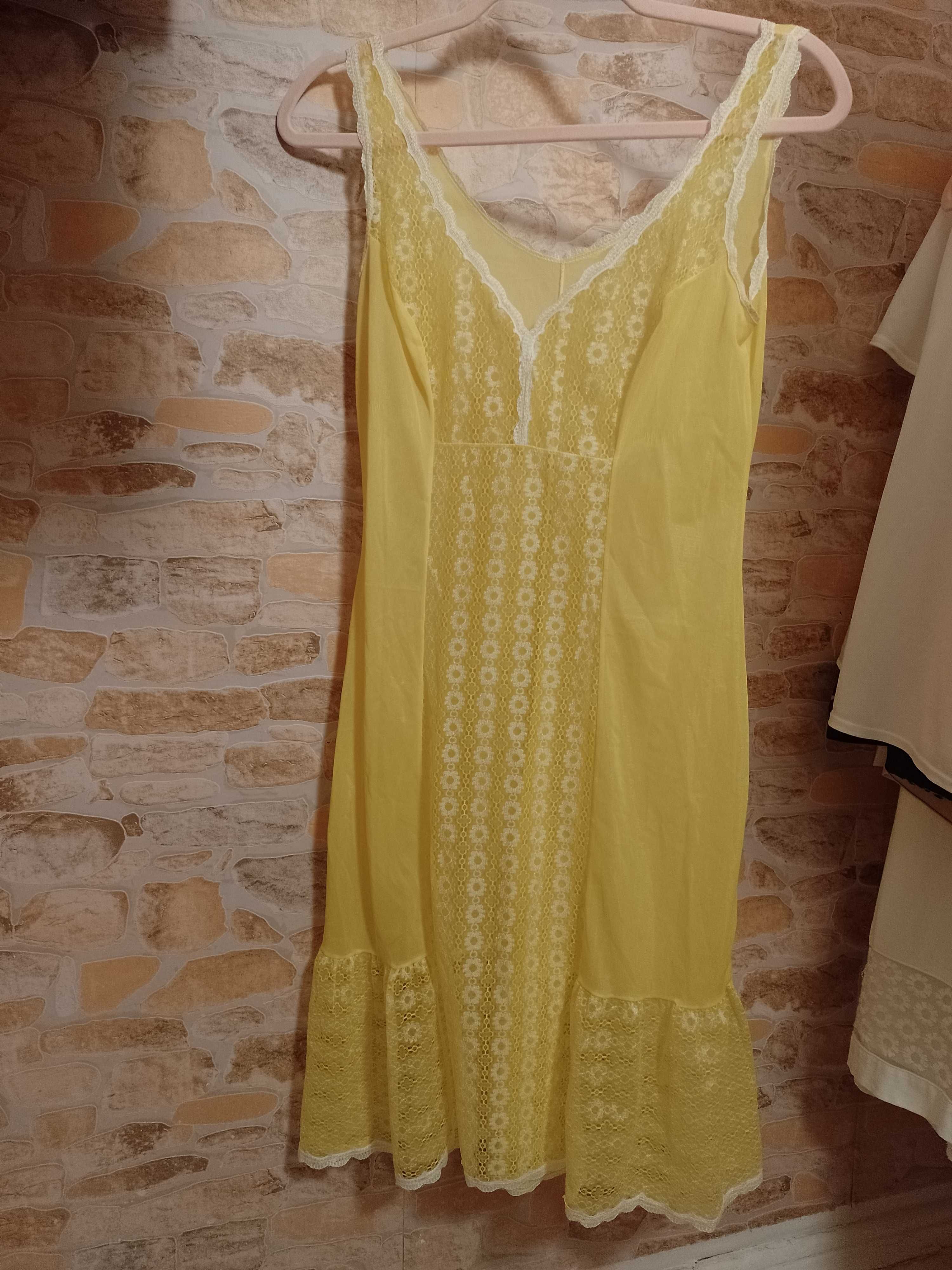 (42/XL) Żółta halka pod sukienkę z Londynu, koszulka nocna