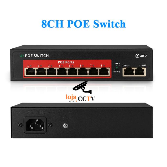 Switch Ethernet/IP - Power Over Ethernet (PoE) 4/8 portas