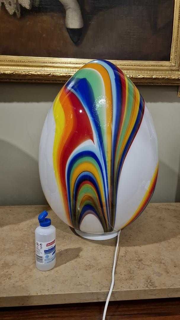 Candeeiro de mesa, ovo em vidro Opalino Multicolores Soprado