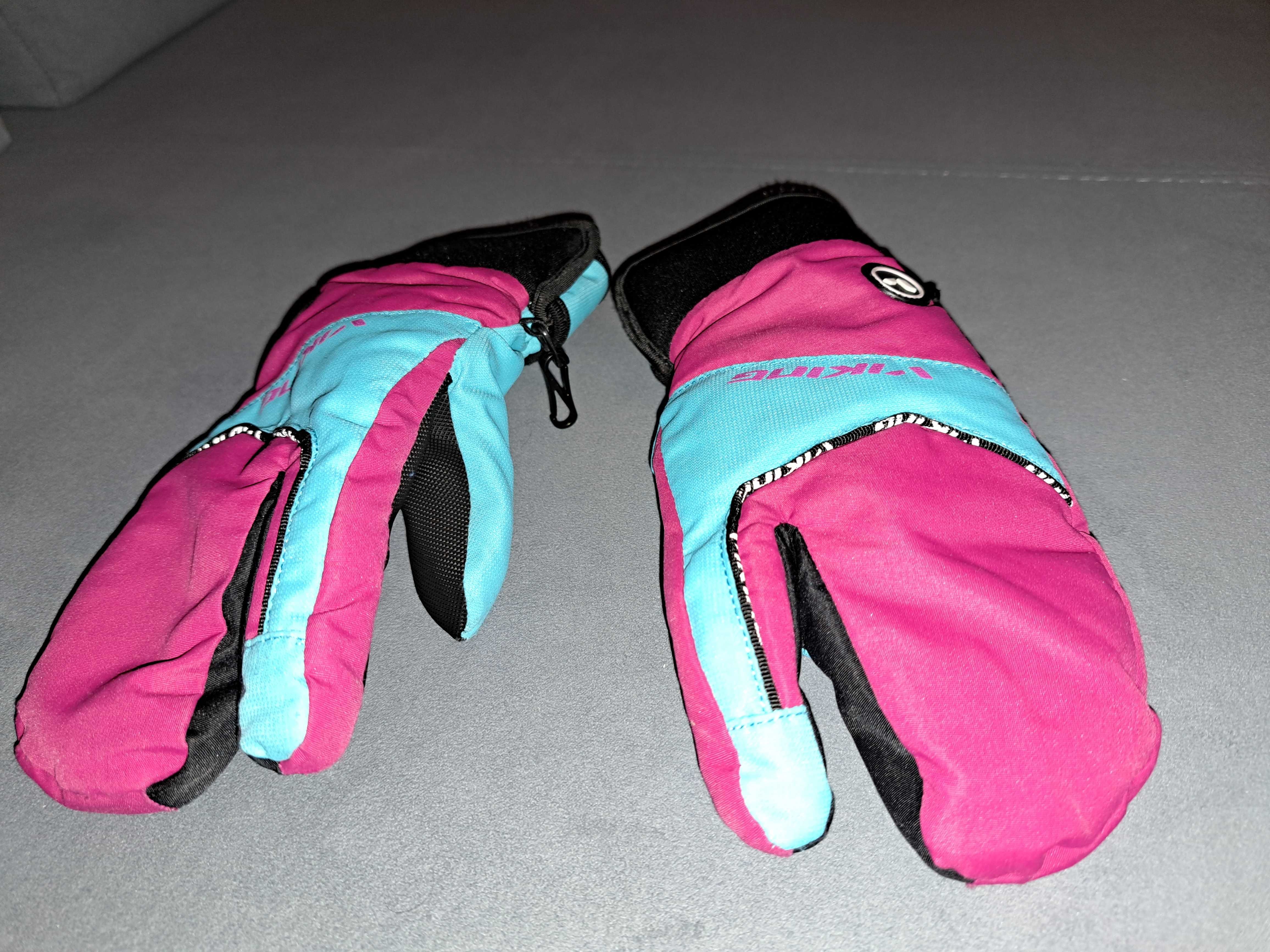 Rękawiczki narciarskie dwa palce Viking lobster pink/blue. Rozmiar 4