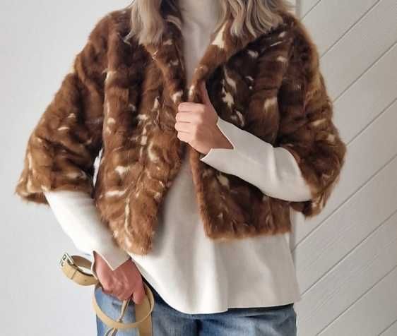 S 36 M 38 Krótka kurtka z Norki lekka i miękka jasny brąz i beż