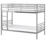 Łóżko piętrowe podwójne Ikea Svarta 90x200cm białe z materacami Wawa