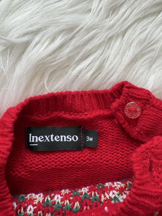 Sweter świąteczny niemowlęcy czerwony 3m