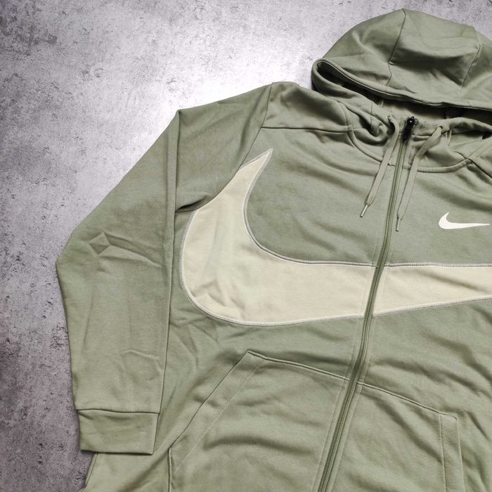 MĘSKA Bluza PREMIM Nike Oliwka Swoosh z Kapturem jak NOWA Hoodie Logo