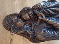 Płasko rzeźba Maryja dzieciątkiem Jezus woskowa figura