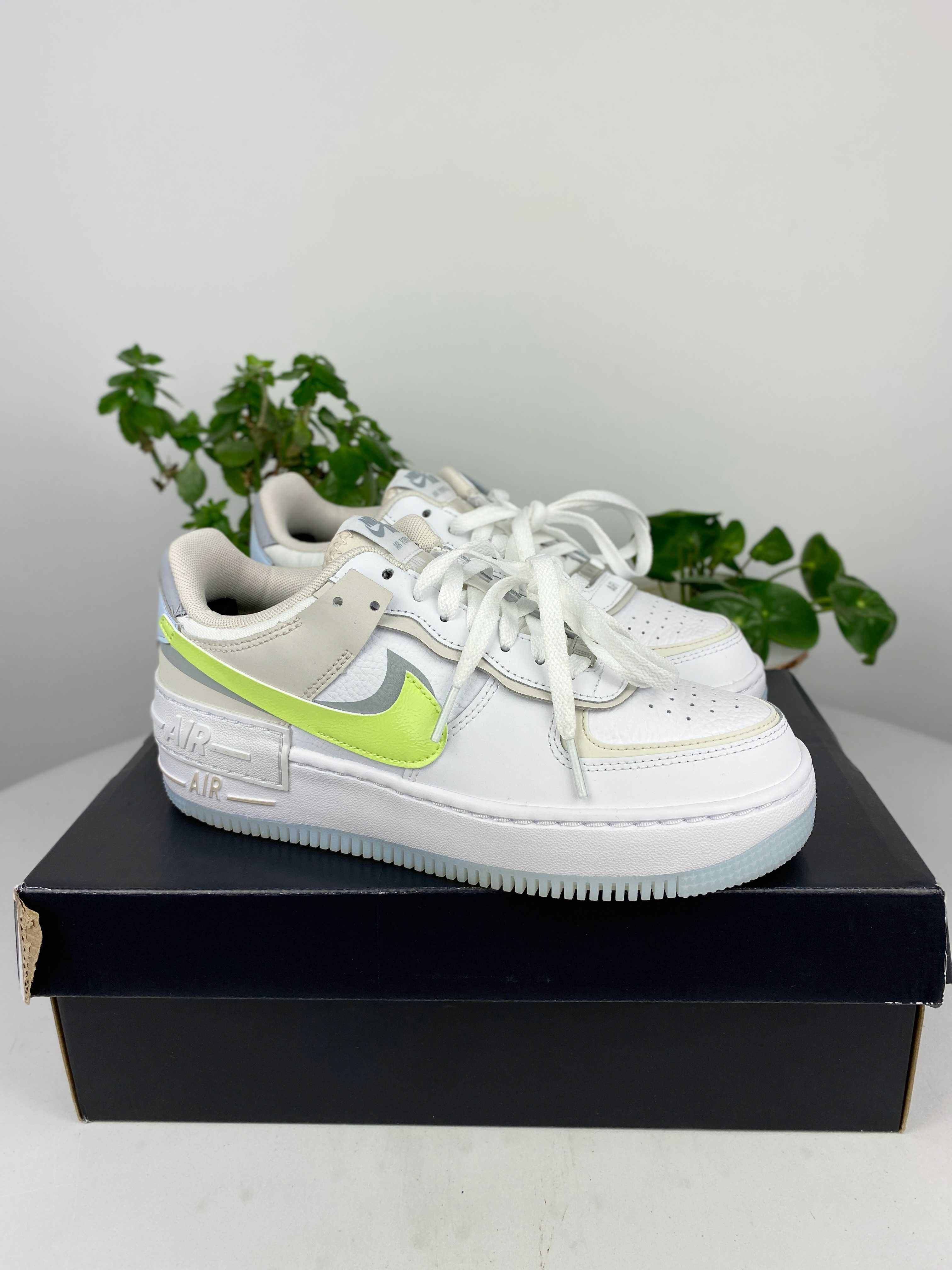 białe niebieskie beżowe żółte buty nike air force 1 low shadow 38,5 n4