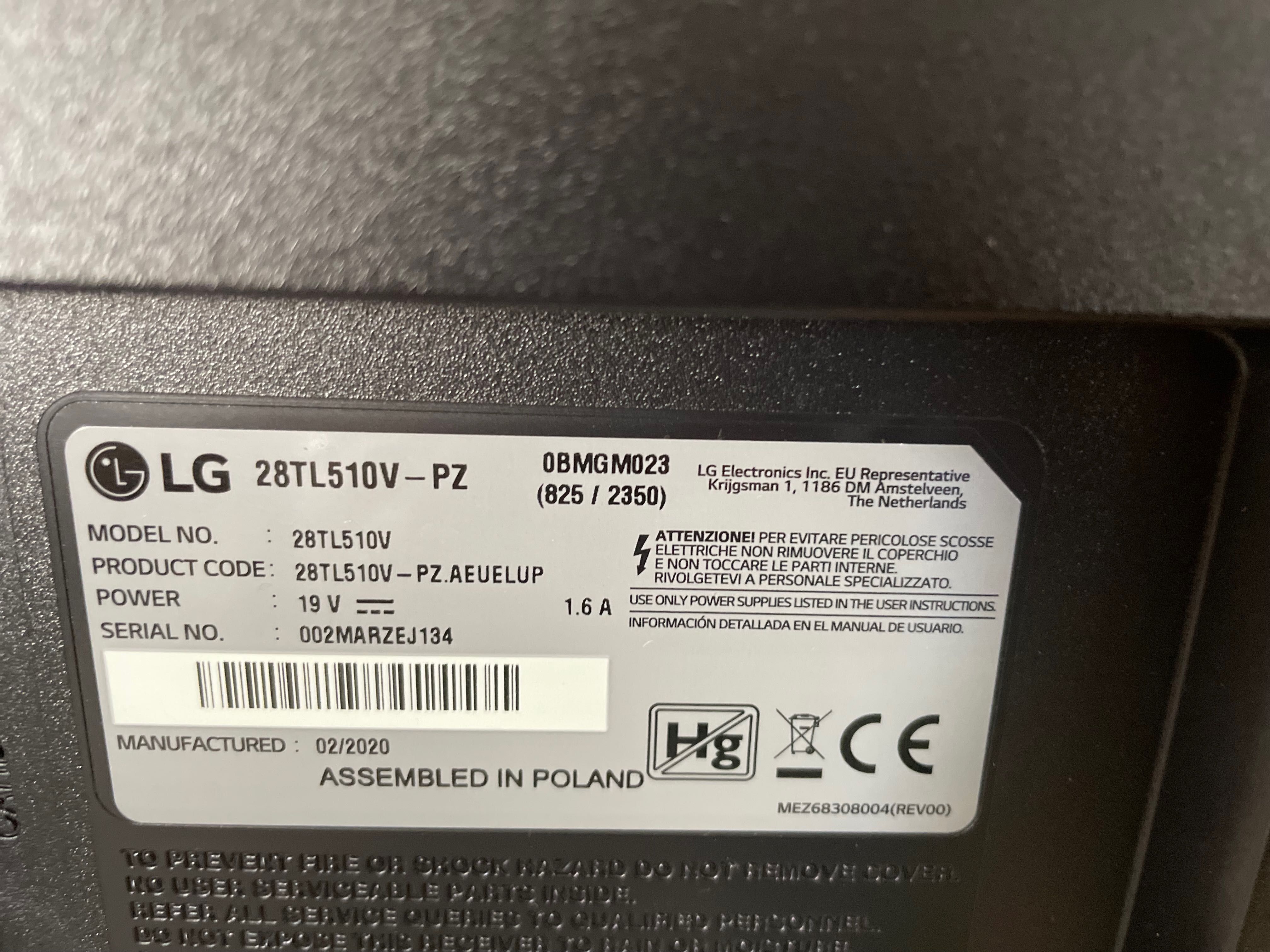 TV LG Modelo 28TL510V-PZ (LED - 28'' - 71 cm - HD) c/telecomando