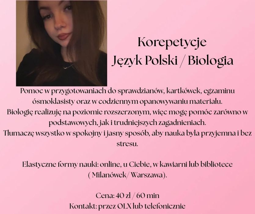 Korepetycje J.Polski / Biologia - Szkoła Podstawowa