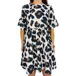 Kremowa sukienka mini z czarno-brązowym wzorem animal print  S