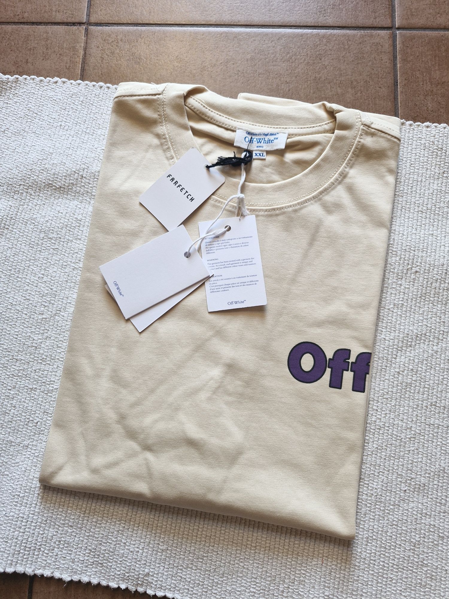 Nowa beżowa meska koszulka tshirt off white 2xl 3xl gruba solidna bawe