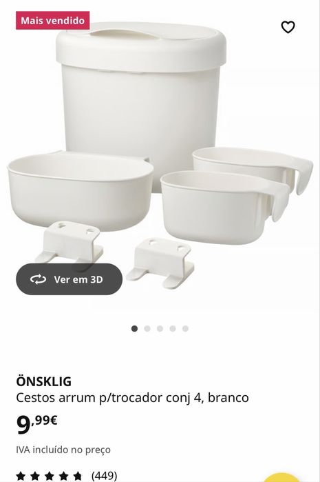 Trocador branco com acessorios.