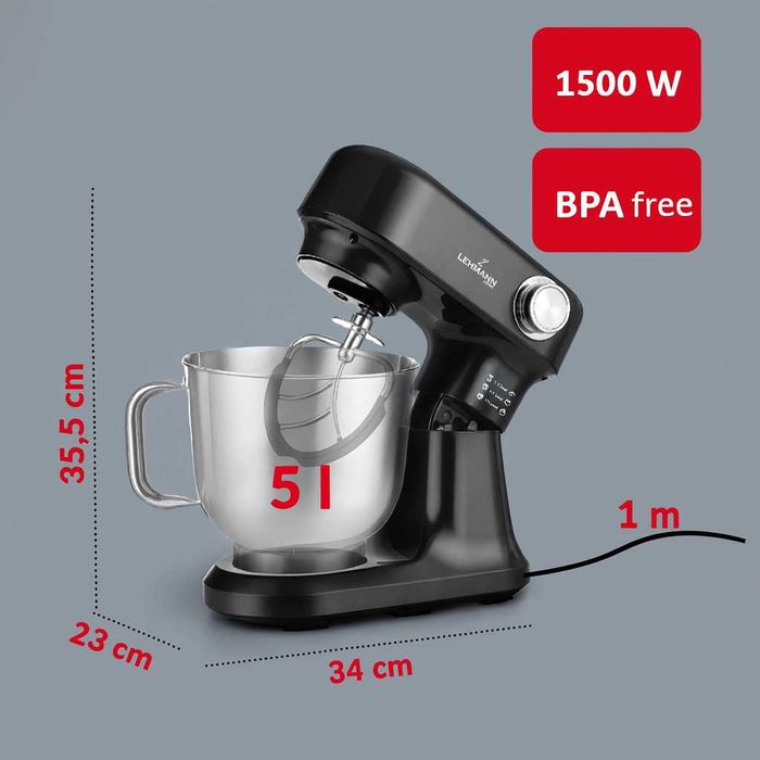 Robot planetarny kuchenny Mikser • 3x mieszadła • Duża misa •