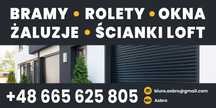 Bramy,Rolety,Siatki,Moskitiery,Okna,Drzwi,Ścianki Loft,Automatyka