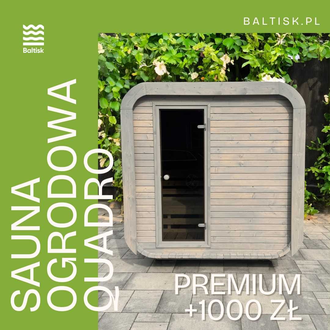 Kwadratowa sauna kostka ogrodowa, 200cm QUADRO dobierz piec i dodatki