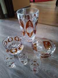 Zestaw kryształów wazon szklanki miski