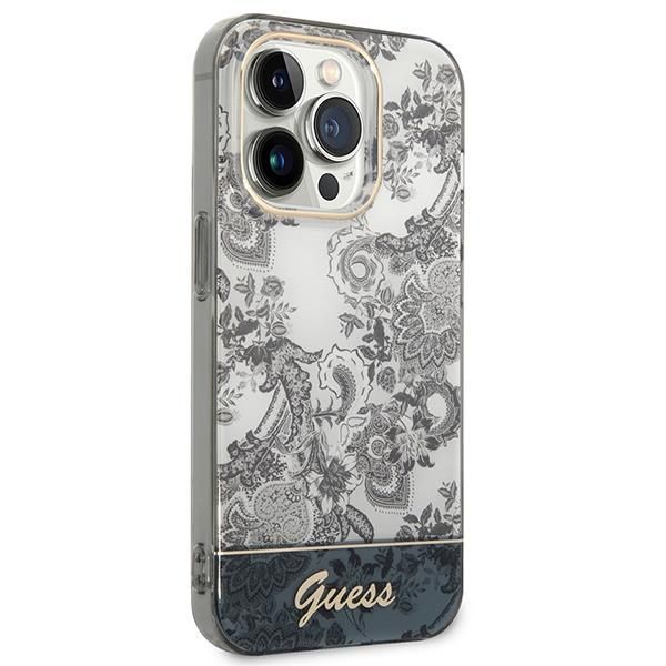 Etui Guess do iPhone 14 Pro z kolekcji Porcelain - Szary