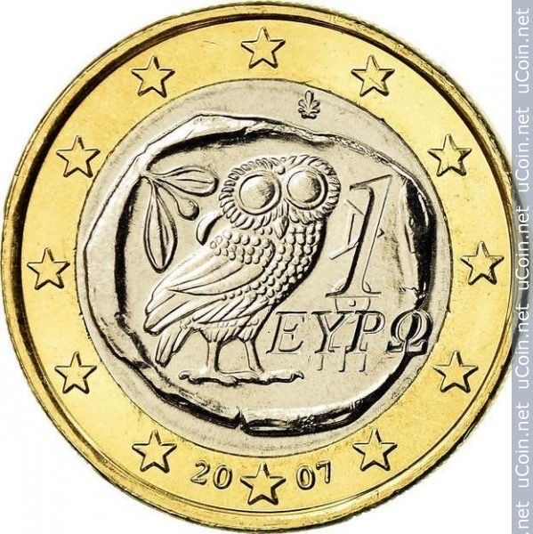 Moeda 1€ Grécia 2007 Mocho Numismática