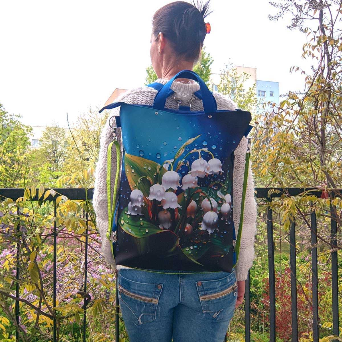 Torba-plecak wodoodporna Lilia Doliny handmade