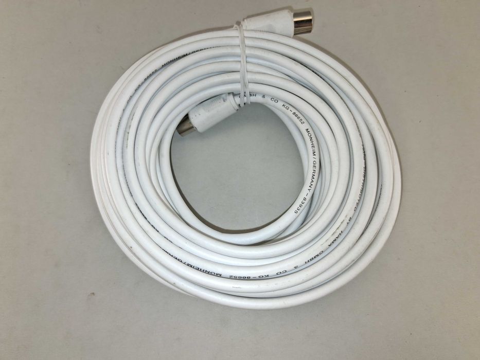 N260 Kabel Antenowy TV Telewizyjny Hama Wtyk Gniazdo Biały Koncentrycz