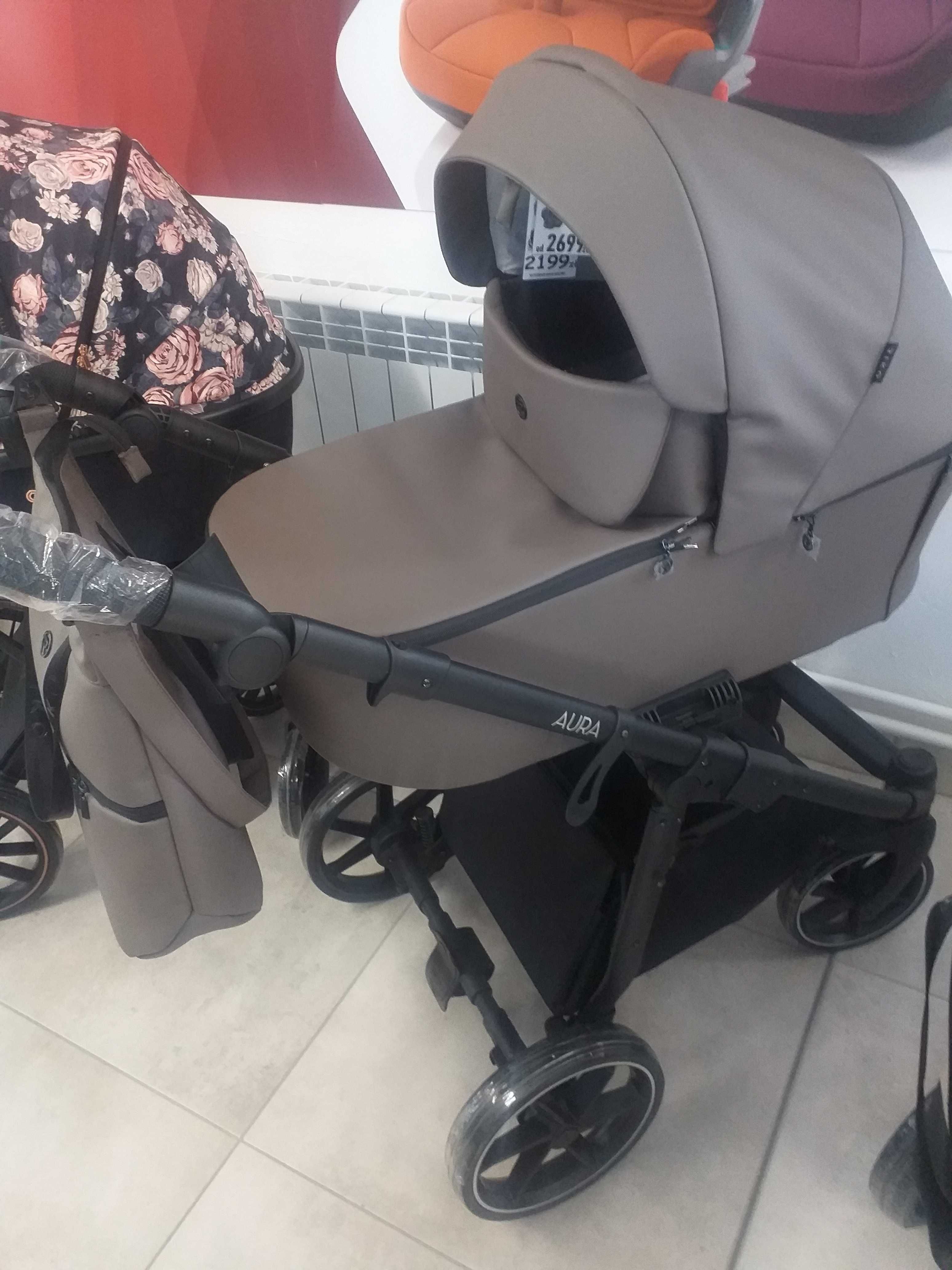 Wózek dziecięcy wielofunkcyjny Riko Aura Eco-skóra Lava 2w1/3w1/4w1