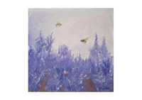 Obraz ręcznie malowany 25x25 "Lawenda" pszczoły