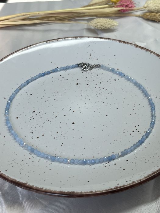 Чокери з рожевого опалу, аквамарину, гранату,