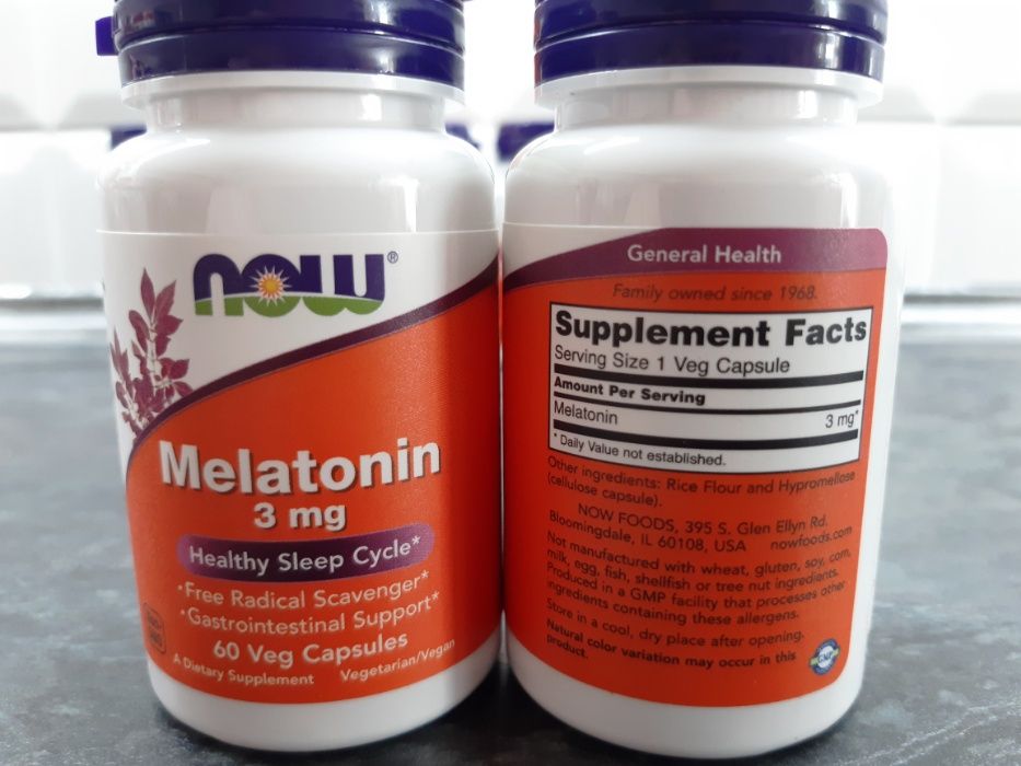 Now Foods, Melatonin 3 мг (60 капс.), мелатонин, мелатонін