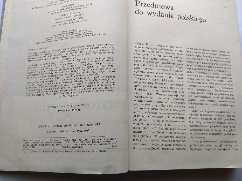 PODSTAWY NAUK PRZYRODNICZYCH ,K. Bates Krauskopf , W-wa 1963r.
