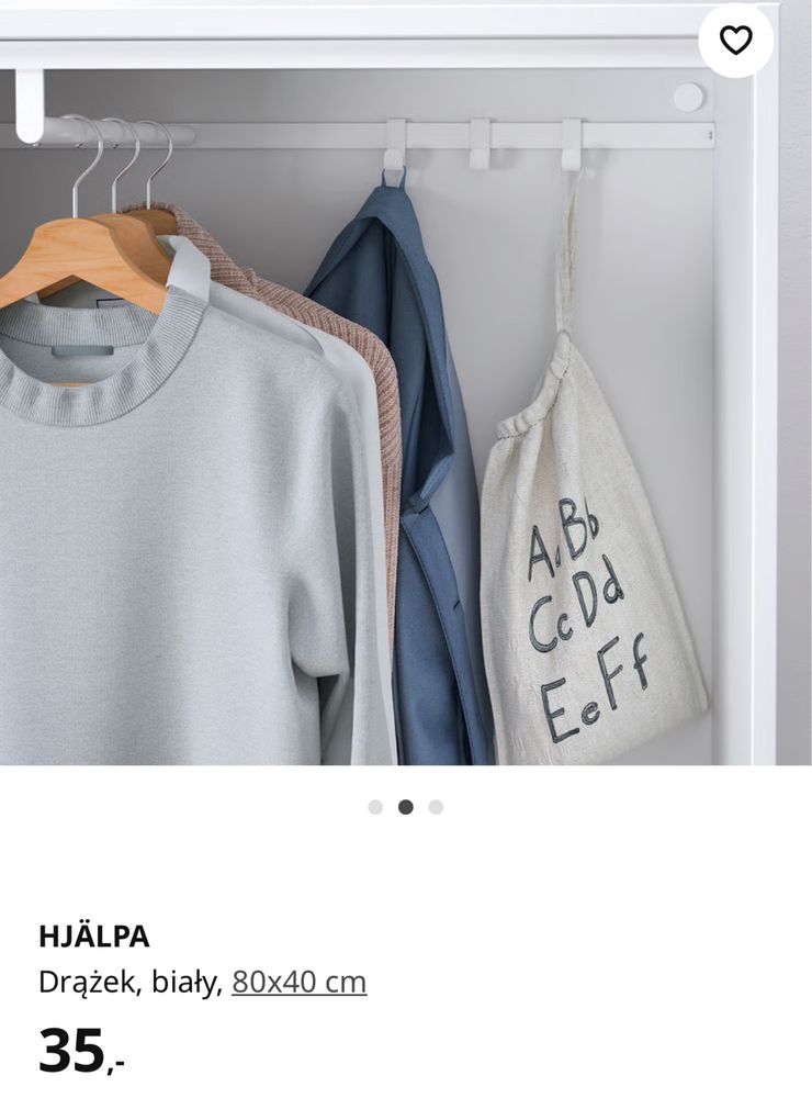 Drążek biały ikea HJÄLPA 80x40 2 komplety