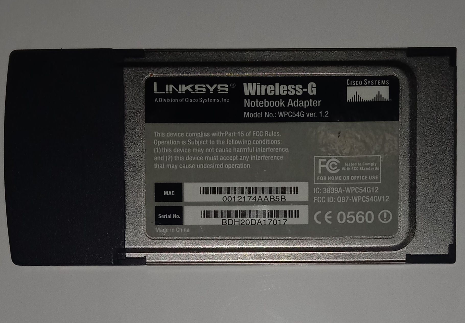 Linksys Wireless-G (WPC54G). Wi-Fi адаптер.