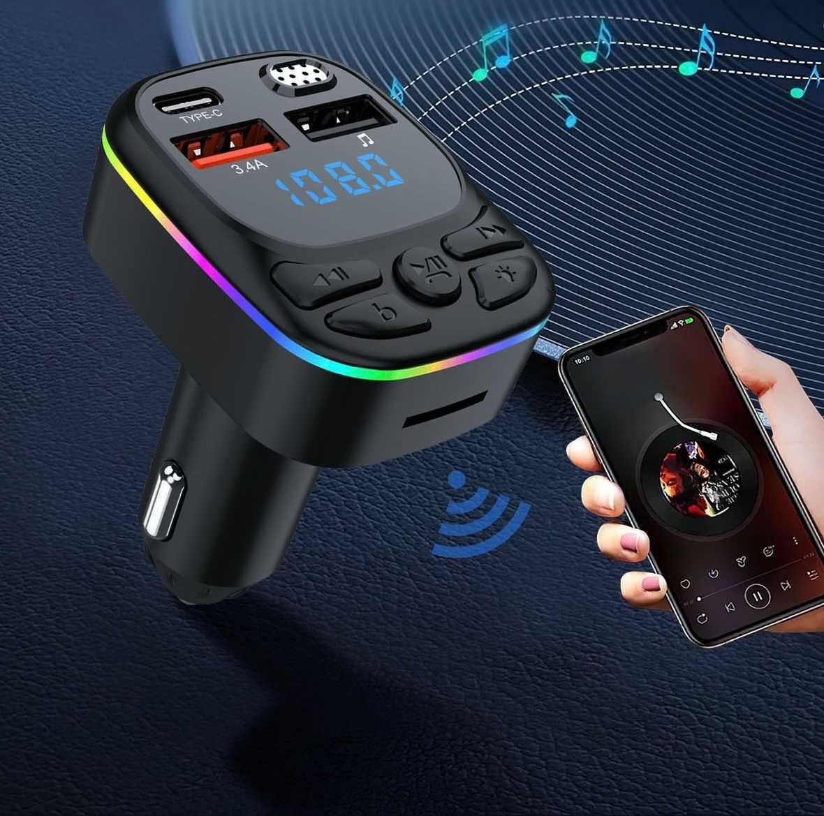 Transmiter audio FM MP3 BT szybka ładowarka 3.4A USB