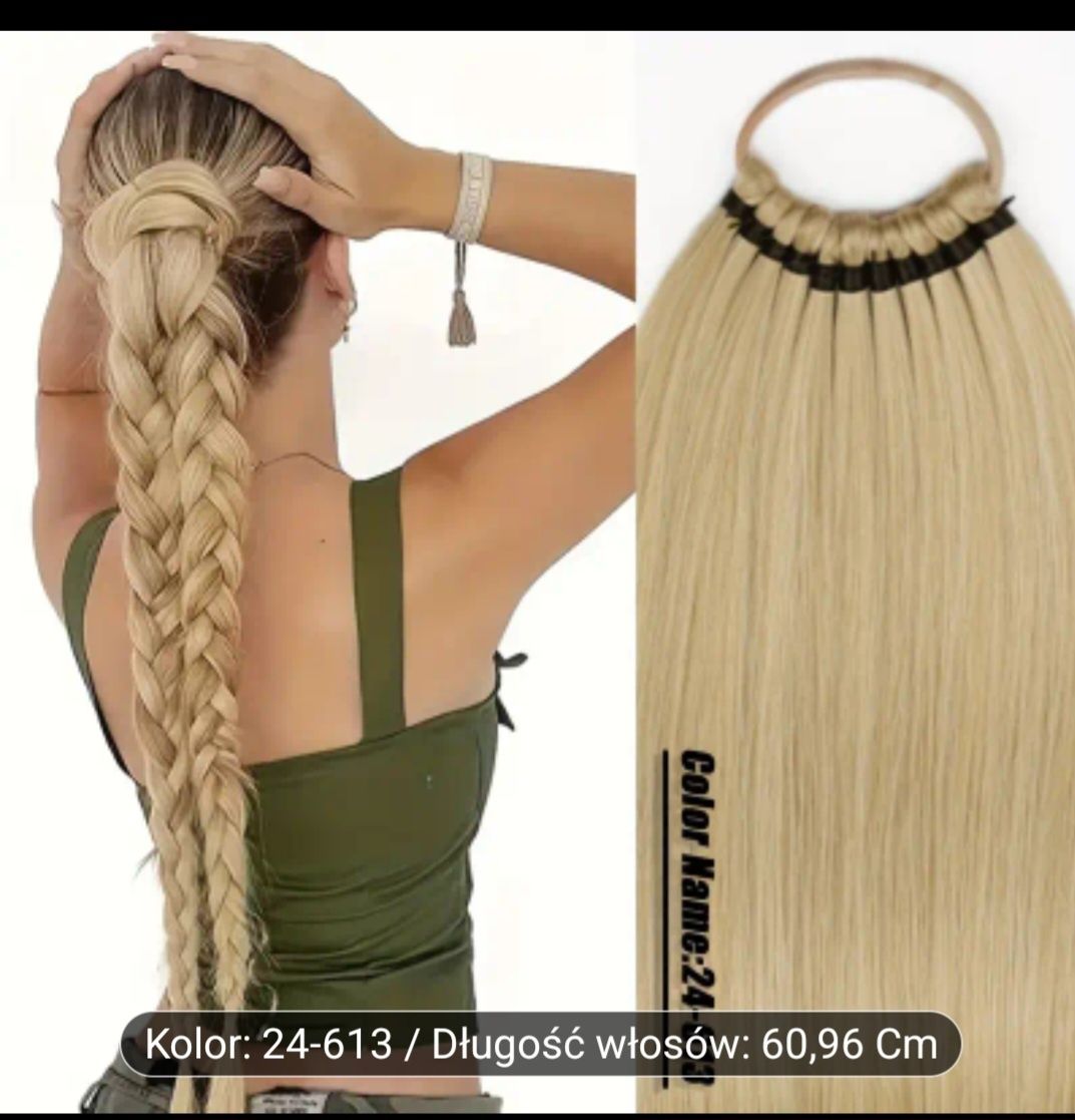 Włosy syntetyczne, kitka na gumce blond platyna