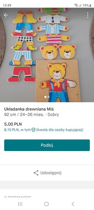 Układanka Miś ślą dziecka