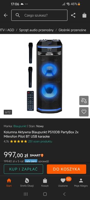 Głośnik przenośny KOLUMNA karaoke z Bluetooth 1200W