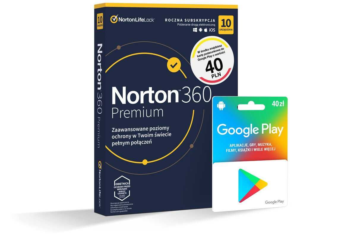 Antywirus NORTON 360 Premium 75GB 10 URZĄDZEŃ 1 ROK Kod aktywacyjny