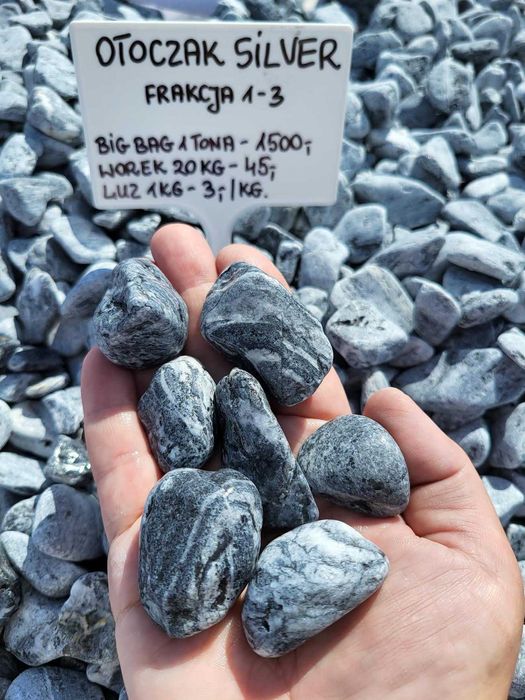 Otoczak Silver Grecki szary kamień Kamienie ogrodowe dekoracyjne ozdob