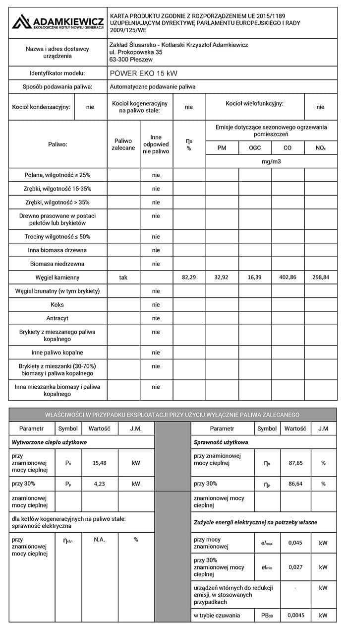 Kocioł co Power Eko 15 kW piec dofinansowanie 5 klasa ekogroszek pelet