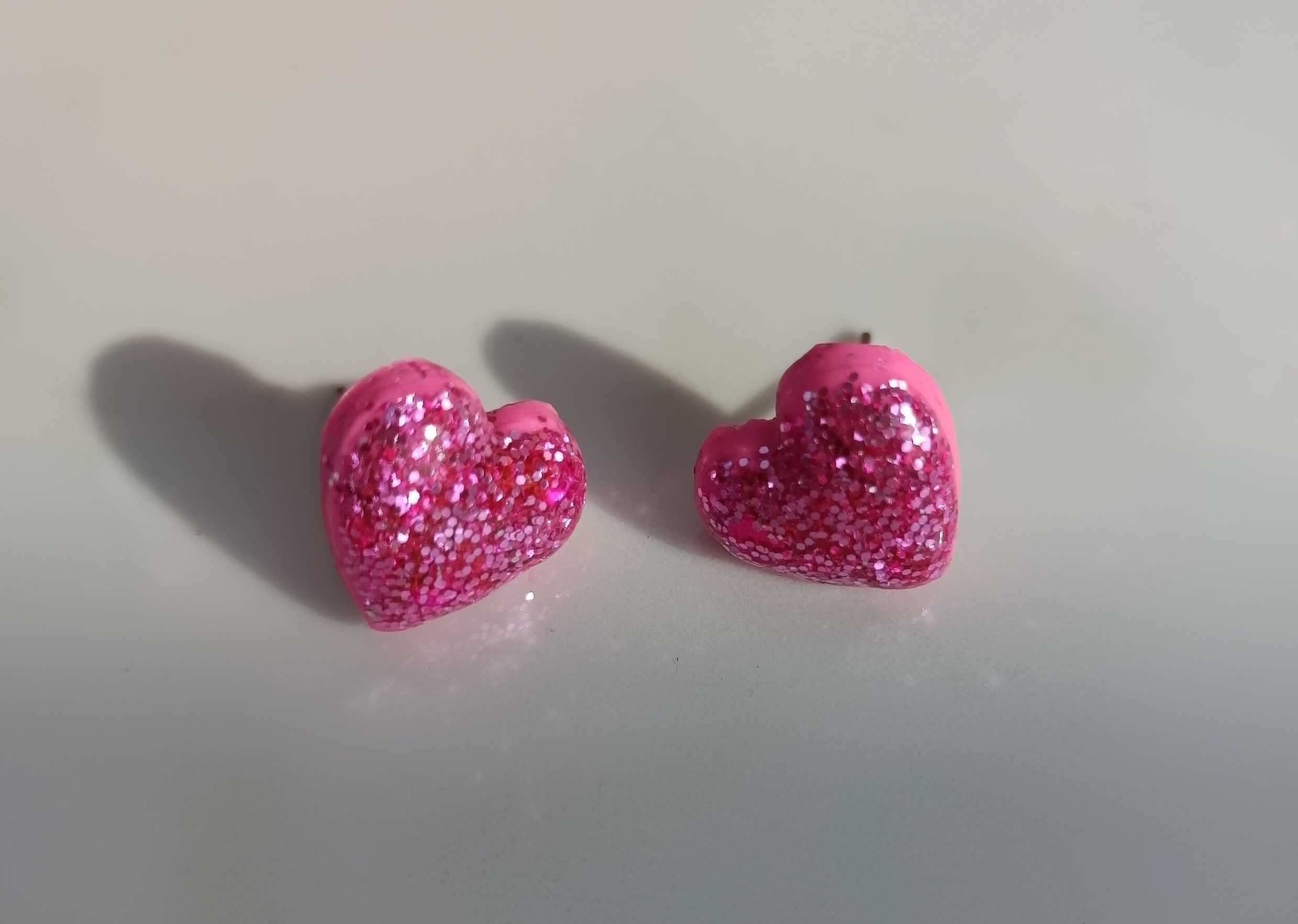Kolczyki z gliny polimerowej "Różowe serca mini", handmade