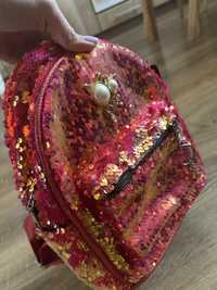 Рюкзак с пайетками розовый золотистый