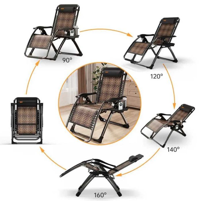 Розкладне крісло з ротангу шезлонг садовий Zero Gravity WCG S-9