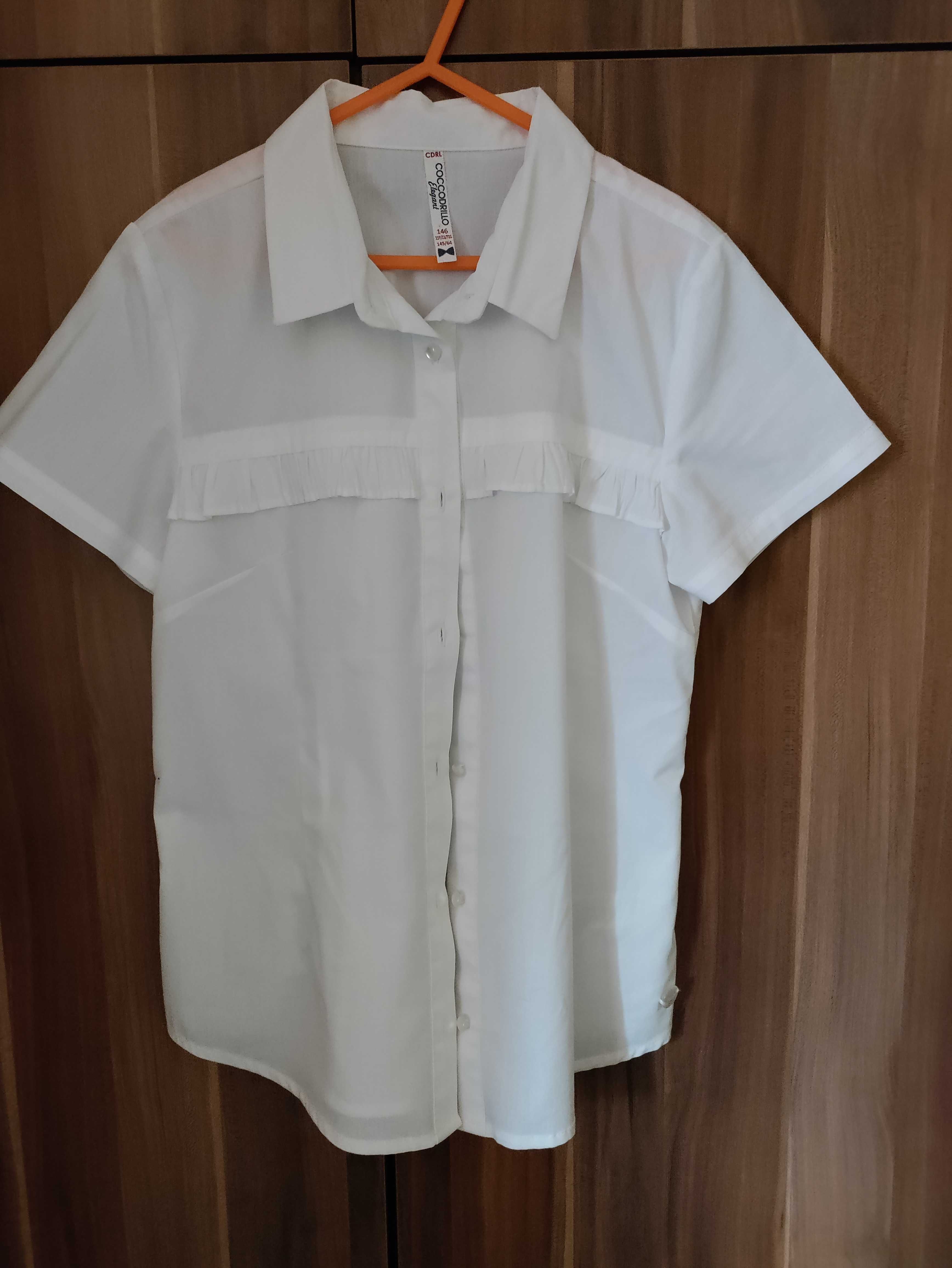 Biała elegancka bluzka, rok szkolny rozmiar 146