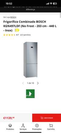 Frigorífico Combinado BOSCH KGN497LDF (No Frost - 203 cm - 440 L - Inox)