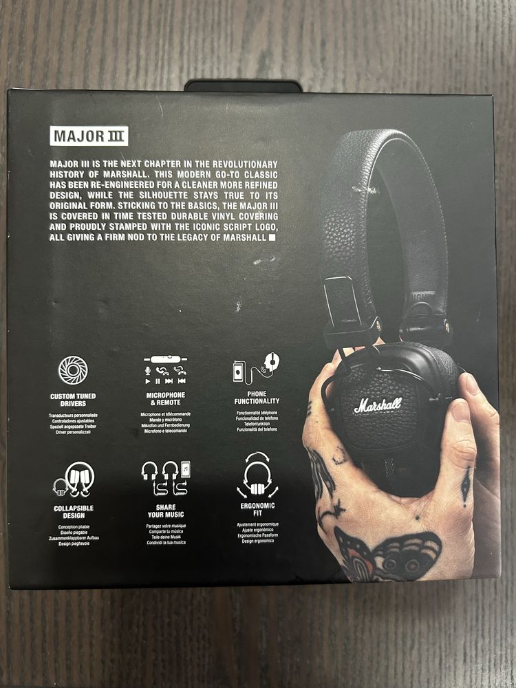 Marshall Major III Com fio 3.5mm, Microfone - Como Novo