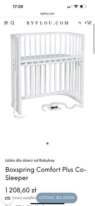 Lóżeczko dostawne Babybay boxspring comfort z dodatkami