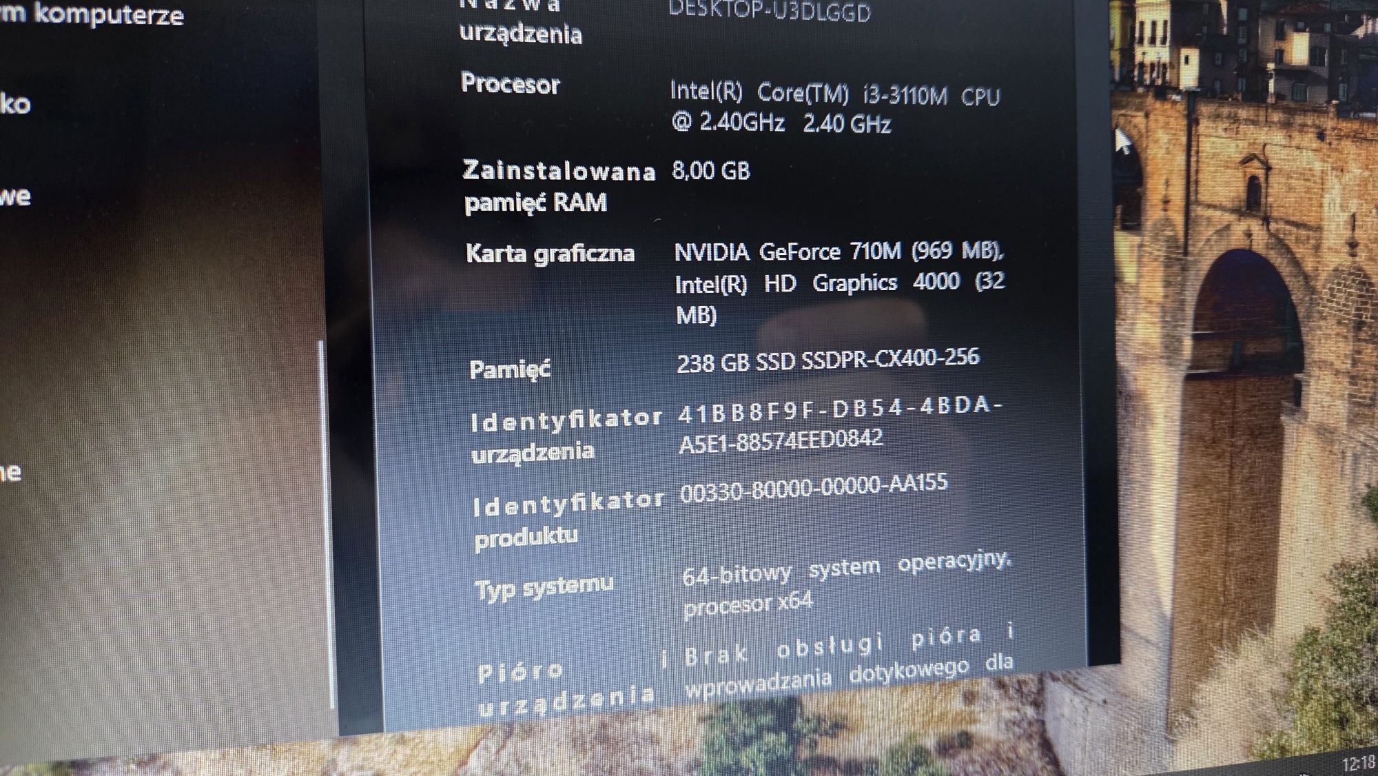 Laptop lenovo g580 grafika 710M 8Ram ssd256gb JAK NOWY !