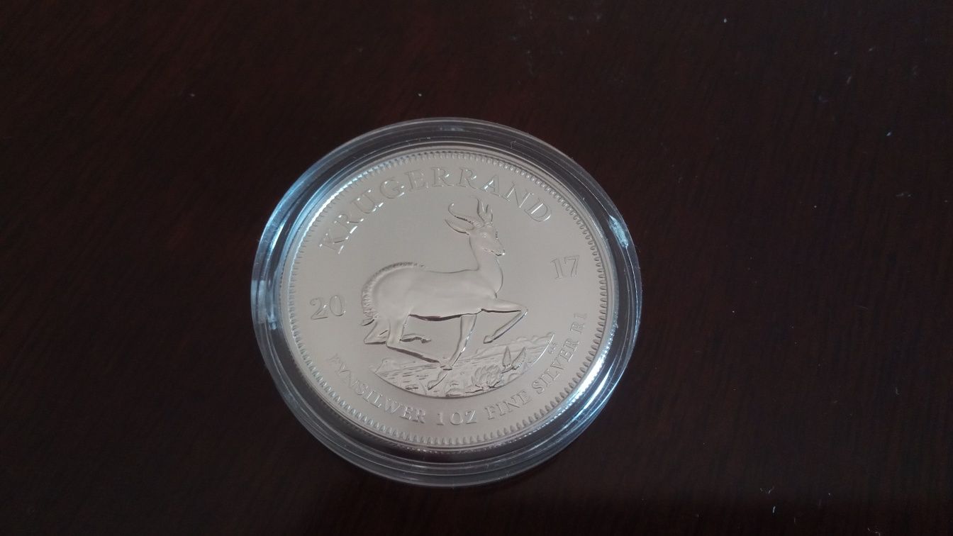 Moeda prata 1oz silver R1 África do sul Krugerrand 2017